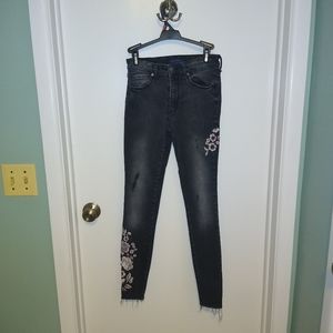 Black embroidered skinny jeans